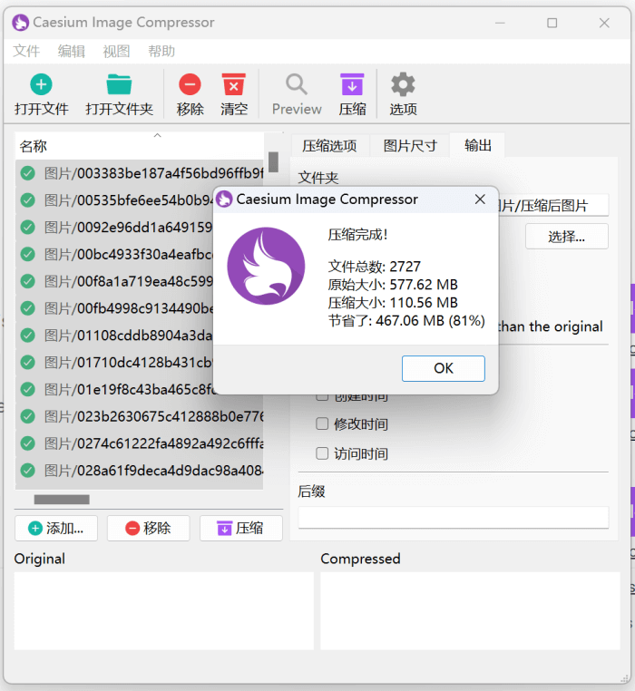 利用Caesium免费开源图片批量压缩软件减轻图片体积-图片5